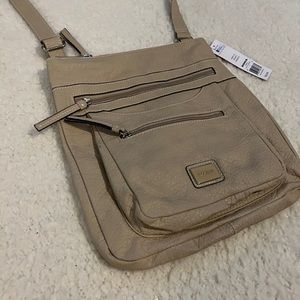 Beige Rosetti Leather Crossbody Purse